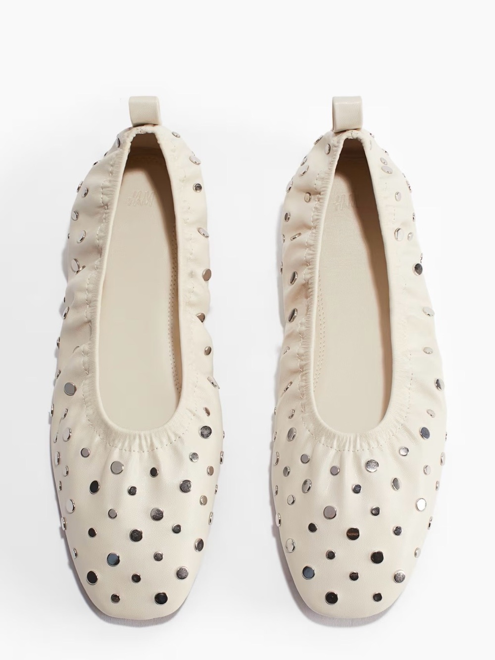 H&M Cream Ballet Flats with Silver Studs